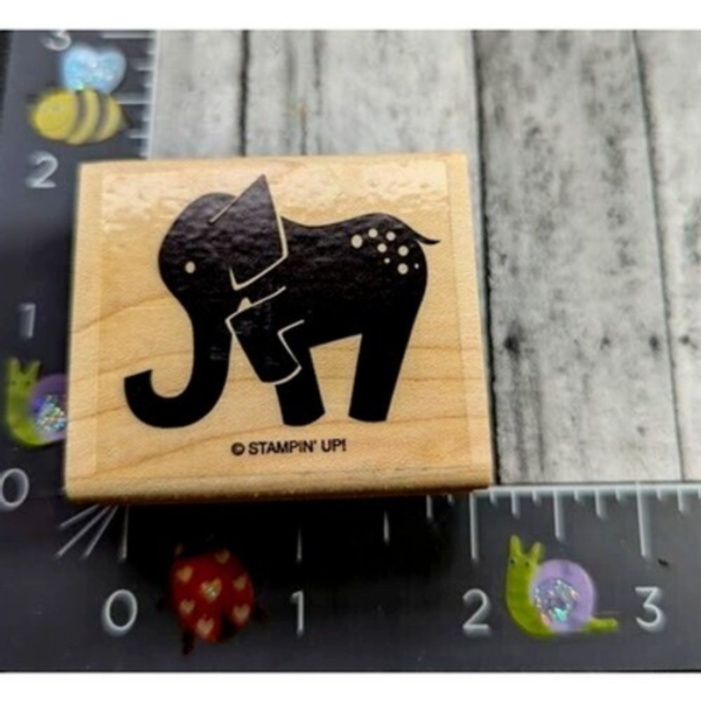 Stampin' Up! Elephant Silhouette Spots Rubber Stamp Wood #B65